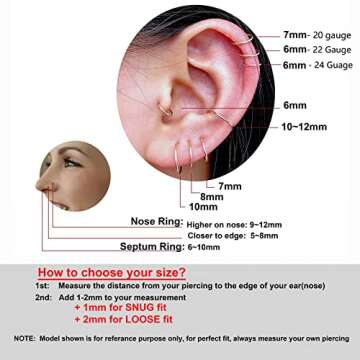 6mm Cartilage Helix Tragus Nose Small Gold Huggie Hoop Earrings for Women,22 Gauge