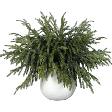 32 Pcs Real Touch Norfolk Pine Branch -18" Artificial Christmas Green Plants Branches Faux Greenery ...