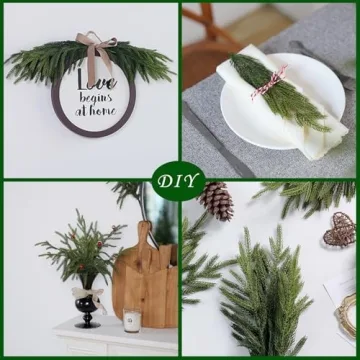 32 Pcs Real Touch Norfolk Pine Branches for Home Decor
