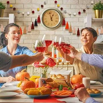 Syhood 4 Pieces Christmas Pom Pom Tassel Garland Thanksgiving Felt Ball Banner Decorative Hanging Banner for Xmas Fall Autumn Home Decoration Birthday Baby Shower Party Supplies(Classic Colors)