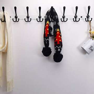 Dseap Coat Rack Wall Mount - 29.5” Long 8-Tri-Hooks Heavy Duty Coat Hanger Rail Wall Hooks for Han...