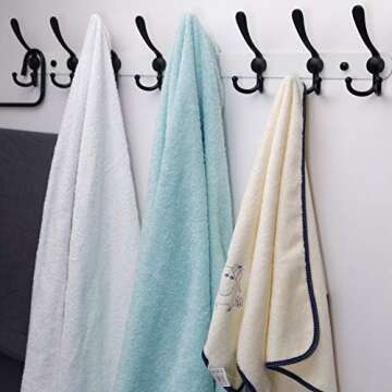 Dseap Coat Rack Wall Mount - 29.5” Long 8-Tri-Hooks Heavy Duty Coat Hanger Rail Wall Hooks for Hanging Coats Hats Clothing Clothes Purse Mudroom Entryway, White & Black, Pack of 2