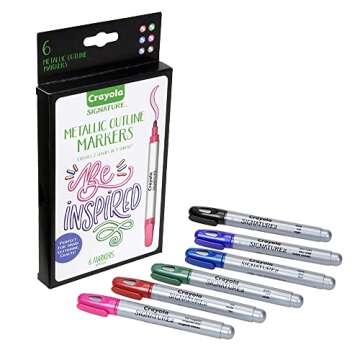 Crayola Metallic Outline Paint Markers (6ct), Adult Coloring Markers, Markers for Calligraphy & Hand Lettering, Art Supplies