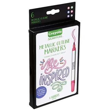 Crayola Metallic Outline Paint Markers (6ct), Adult Coloring Markers, Markers for Calligraphy & Hand Lettering, Art Supplies
