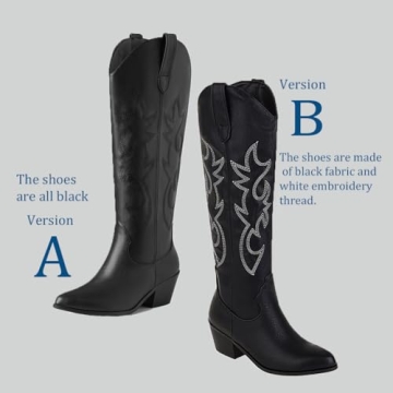 Fashionable MeiLuSi Women's Embroidered Cowgirl Boots