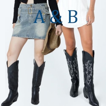 Fashionable MeiLuSi Women's Embroidered Cowgirl Boots