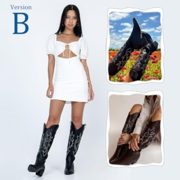 Fashionable MeiLuSi Women's Embroidered Cowgirl Boots