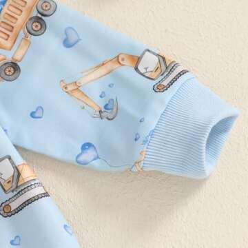 Lenjindjer Toddler Baby Boy Summer Spring Outfits Truck Heart Print Long Sleeve Tops Sweatpants 2Pcs Infant Farm Clothes Set