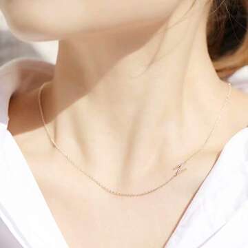 Elegant 14k Gold Sideways Initial Necklace for Women