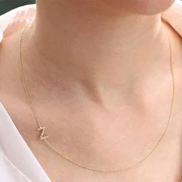 Elegant 14k Gold Sideways Initial Necklace for Women