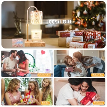 TOACSUCP Candle Warmer Lamp with 3 Bulbs, Adjustable Height Dimmable Candle Warmer with Timer, Compatible with Large Jar Candles, Candle Lamp with Charming Gift Box Ribbon for Her/Him(Natural Wood)