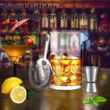 Cocktail Mixing Glass, veecom 18oz Crystal Mixing Glass Bartender Kit, 3 Piece Old Fashioned Cocktai...