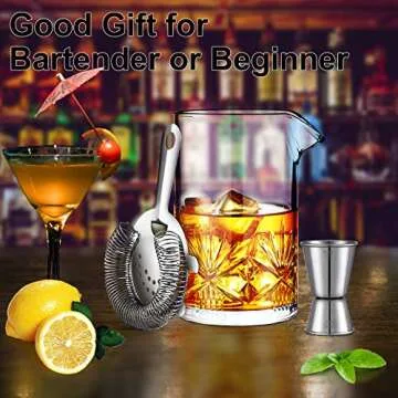 Cocktail Mixing Glass, veecom 18oz Crystal Mixing Glass Bartender Kit, 3 Piece Old Fashioned Cocktai...