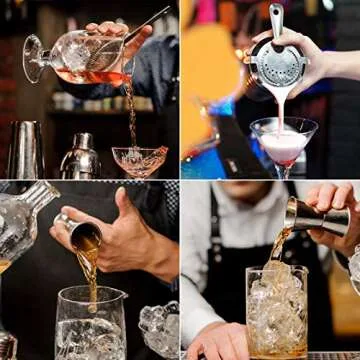 Cocktail Mixing Glass, veecom 18oz Crystal Mixing Glass Bartender Kit, 3 Piece Old Fashioned Cocktail Set with Strainer, Jigger, Bar Tools Cocktail Shaker Set, Cocktail Mixer Stirring Glass