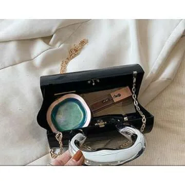 Niction Acrylic Evening Clutch Women Chic Metal Purses Shiny Barrel-Shaped Handbag Crossbody Bag for Wedding Parties 2024