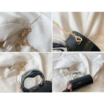 Niction Acrylic Evening Clutch Women Chic Metal Purses Shiny Barrel-Shaped Handbag Crossbody Bag for Wedding Parties 2024