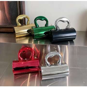 Niction Acrylic Evening Clutch Women Chic Metal Purses Shiny Barrel-Shaped Handbag Crossbody Bag for Wedding Parties 2024