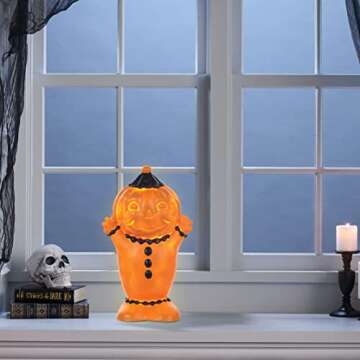 Vintage Style Blow Mold Light Up Pumpkin Clown Décor, Orange