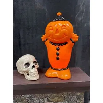 Vintage Style Blow Mold Light Up Pumpkin Clown Décor, Orange