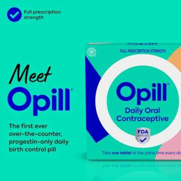 Opill, Daily Oral Birth Control Pills, Over-The-Counter Progestin-Only Contraceptive, FDA-Approved & Estrogen-Free, 28 Count