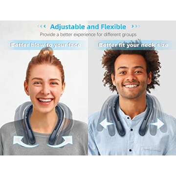 Kuject Portable Neck Fan, 4 Turbo Strong Wind Bladeless Fan, Hands Free 360° Cooling Personal Fan, 4000mAn Rechargeable Battery Operated USB Fan, 4 Speeds, for Travel, Indoor and Outdoor (Blue)