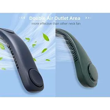 Kuject Portable Neck Fan, 4 Turbo Strong Wind Bladeless Fan, Hands Free 360° Cooling Personal Fan, 4000mAn Rechargeable Battery Operated USB Fan, 4 Speeds, for Travel, Indoor and Outdoor (Blue)