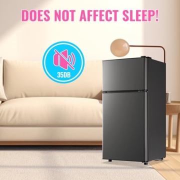 Compact DEMULLER Retro Fridge with Freezer, Ideal for Dorms