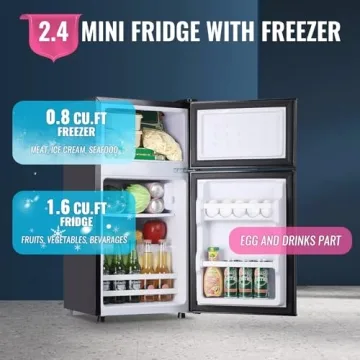 Compact DEMULLER Retro Fridge with Freezer, Ideal for Dorms