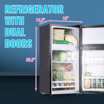 Compact DEMULLER Retro Fridge with Freezer, Ideal for Dorms