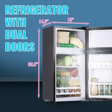 Compact DEMULLER Retro Fridge with Freezer, Ideal for Dorms
