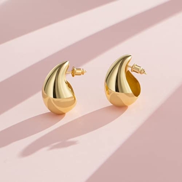 Anten Pink Gold Hoop Earrings - Lightweight Trendy Jewelry