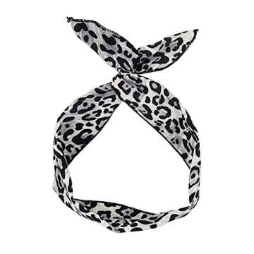 Carede Women Cheetah Print Wire Headband Rabbit Ears Hairband Wired Hair Tie Scarf Head Wrap/Assorted 9 Colors