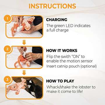 AmazinglyCat Flopping Lobster Moving Cat Toy for House Cats – Motion Activated Interactive Cat Toy...