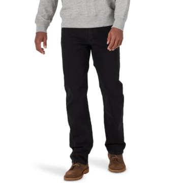 Wrangler Authentics Men's Regular Fit Comfort Flex Waist Jean, Black, 32W x 30L