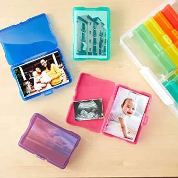 Bright Creations 16 Transparent 4x6 Photo Storage Boxes and Organizer with Handle for Pictures, Art ...