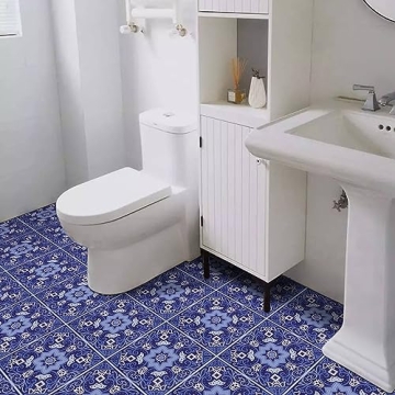 Durable Blue Flower Peel and Stick Floor Tile - 10pc Set