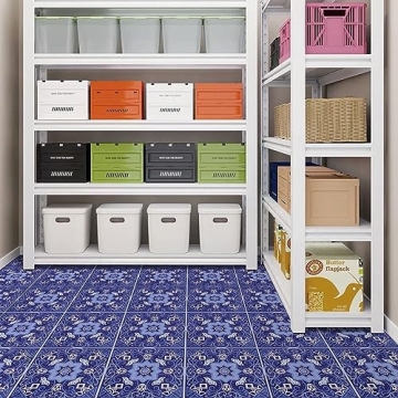 Durable Blue Flower Peel and Stick Floor Tile - 10pc Set