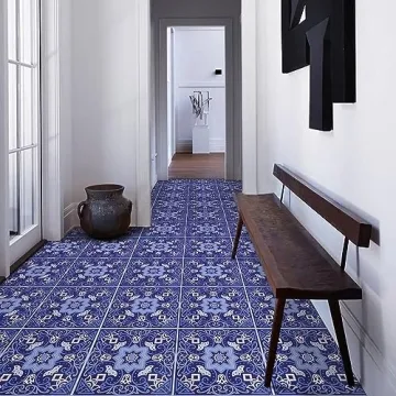 Durable Blue Flower Peel and Stick Floor Tile - 10pc Set