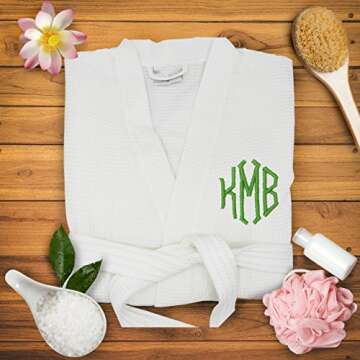 The Wedding Party Store, Personalized Waffle Bridesmaid Kimono Robe - Wedding Bridal Party Robes - Women's Bathrobe - Custom Monogrammed (One Size (S/M/L), White)