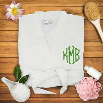 The Wedding Party Store, Personalized Waffle Bridesmaid Kimono Robe - Wedding Bridal Party Robes - Women's Bathrobe - Custom Monogrammed (One Size (S/M/L), White)
