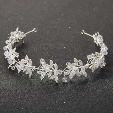 SWEETV Silver Rhinestone Wedding Headband Crystal Tiara
