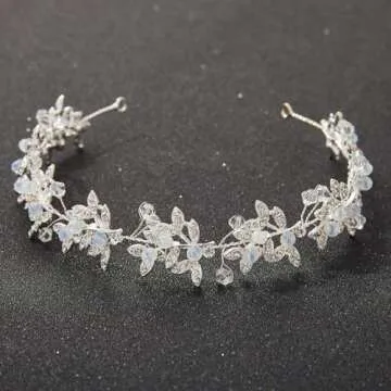 SWEETV Silver Rhinestone Wedding Headband Crystal Tiara