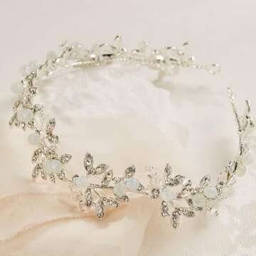 SWEETV Silver Rhinestone Wedding Headband Crystal Tiara