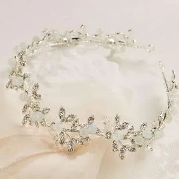SWEETV Silver Rhinestone Wedding Headband Crystal Tiara
