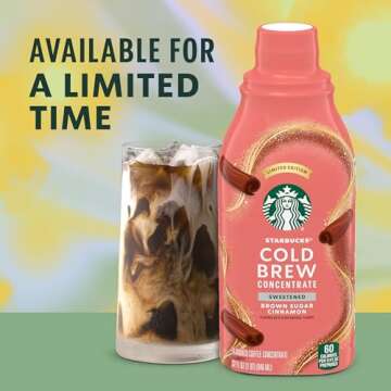 Starbucks Cold Brew Coffee Concentrate, Limited Edition Sweetened Brown Sugar Cinnamon, 100% Arabica, Multi-Serve Bottle (32 Fl Oz)