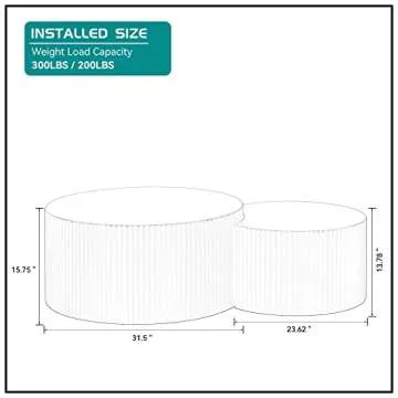 kevinplus Black Modern Nesting Coffee Table Set of 2 Round Side Table End Table for Living Room, Woo...