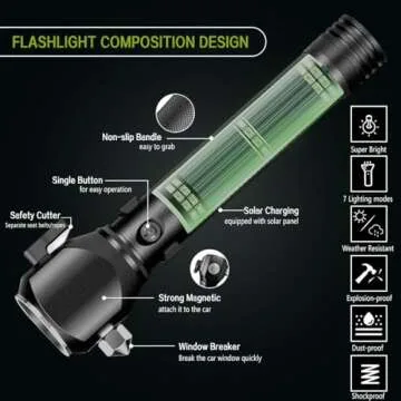 Serjur Solar Powered Flashlight with Safety Tools