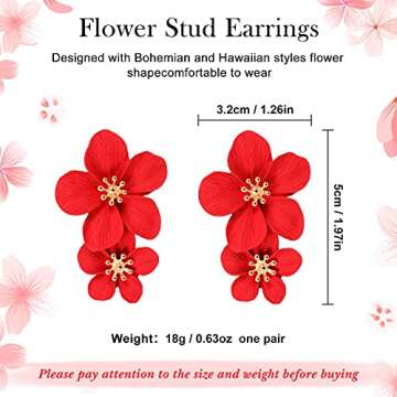 7 Pairs Boho Flower Stud Earrings for Women, Flower Shaped Daisy Earrings with Gold Bud(Elegant Styl...