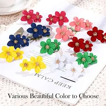 Elegant 7 Pairs Boho Flower Stud Earrings for Women