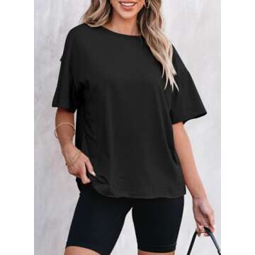 EVALESS Women’s Fashion Spring Tops 2025 Crewneck Short Sleeve Oversized Tshirts Cute T Shirts Cas...